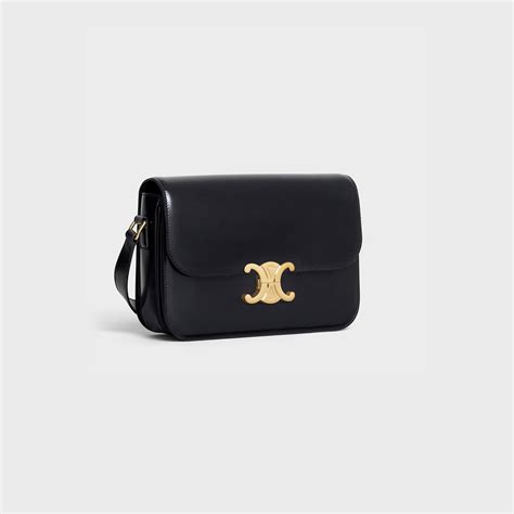 celine shiny calfskin women triomphe shoulder bag|Celine mini triomphe bag.